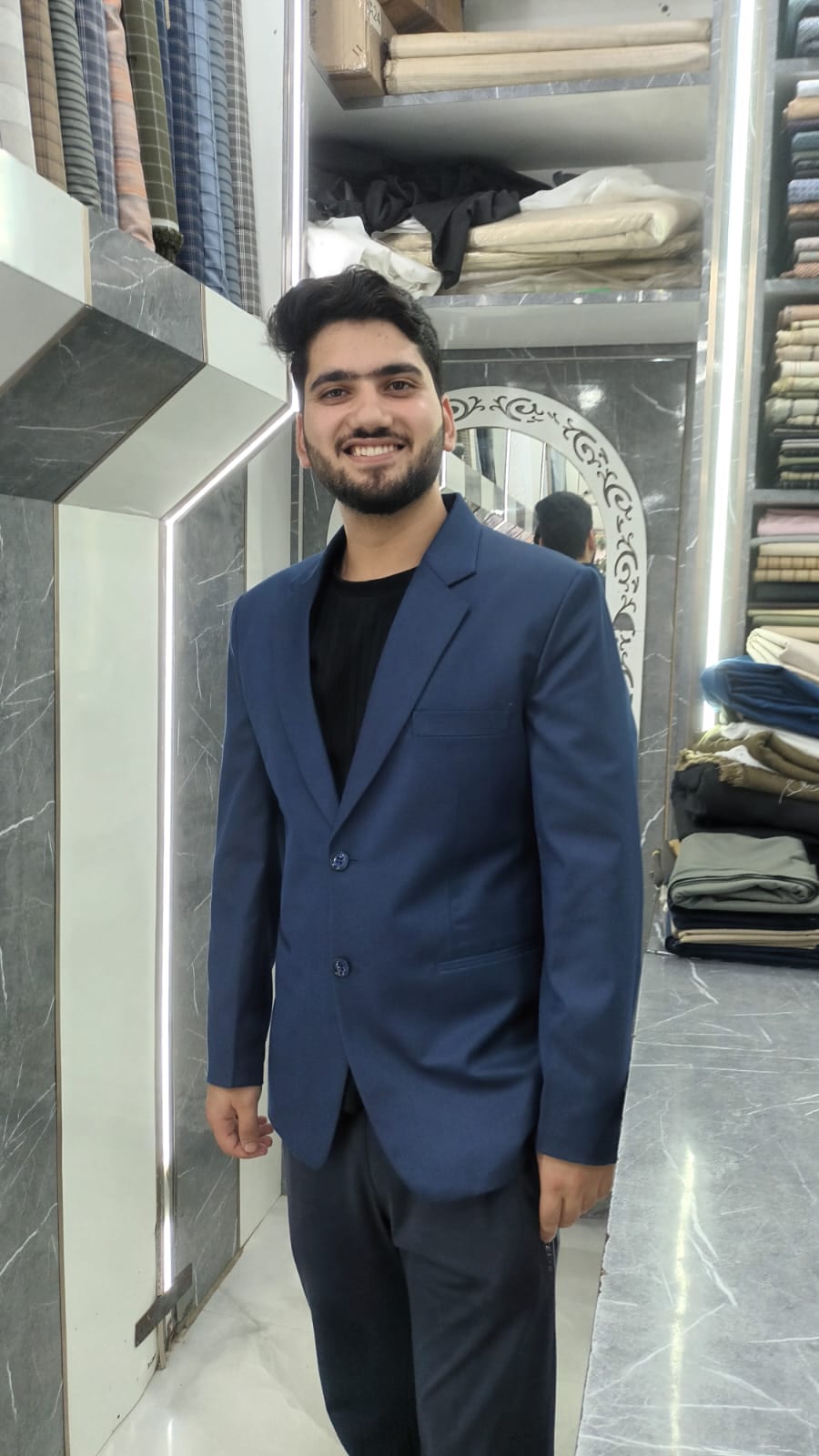 Royal Blue Single-Breasted Tailored Suit Blazer