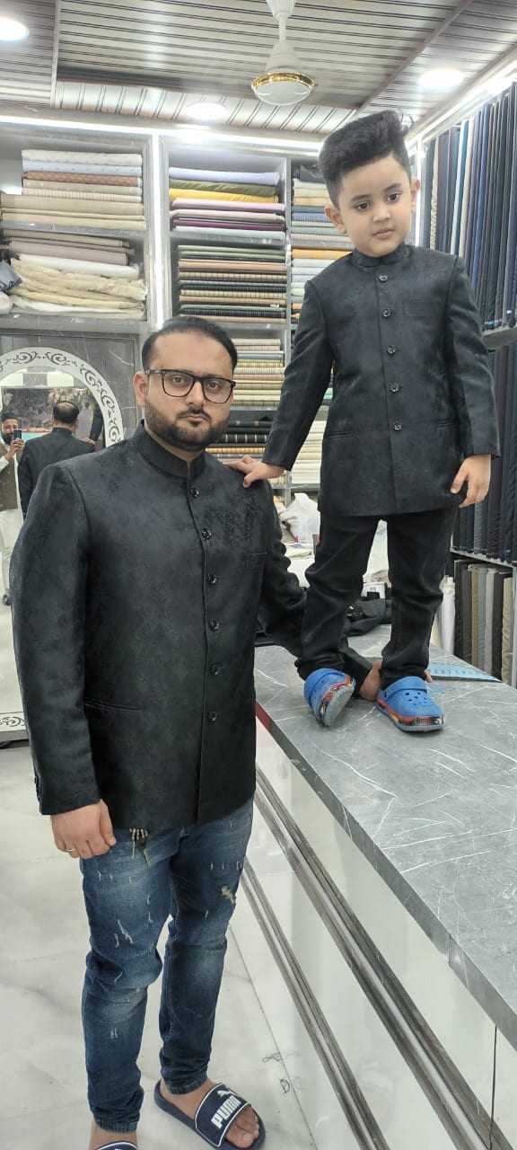 Matching Father and Son Bespoke Black Jodhpuri Bandhgala Suits
