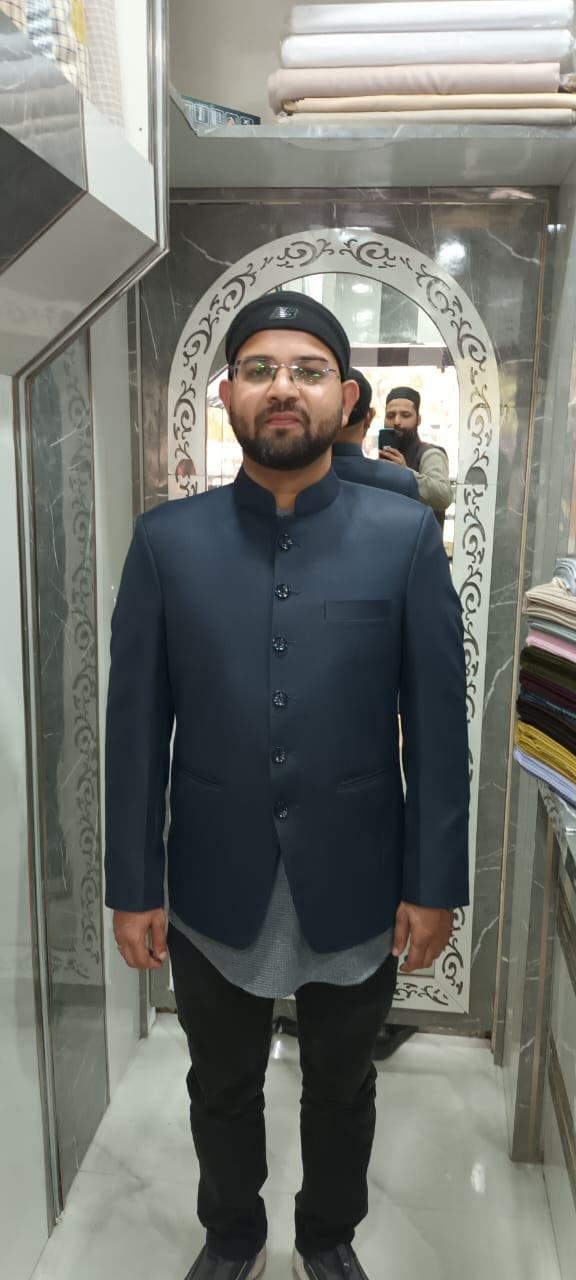 Steel Blue Modern Tailored Jodhpuri Bandhgala Jacket
