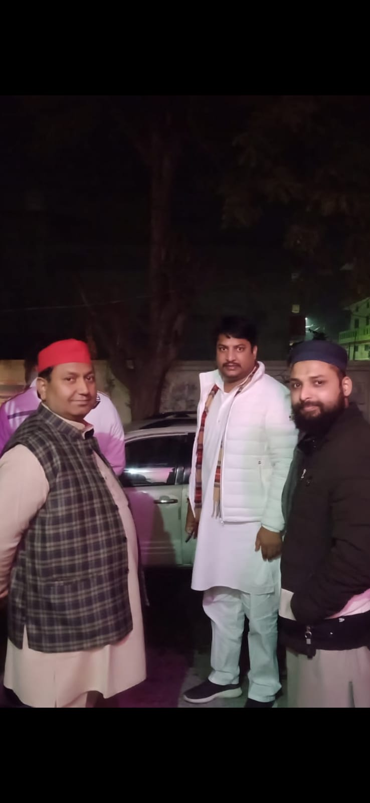 White Kurta Pajama with Checkered Winter Tailored Waistcoat